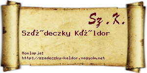 Szádeczky Káldor névjegykártya